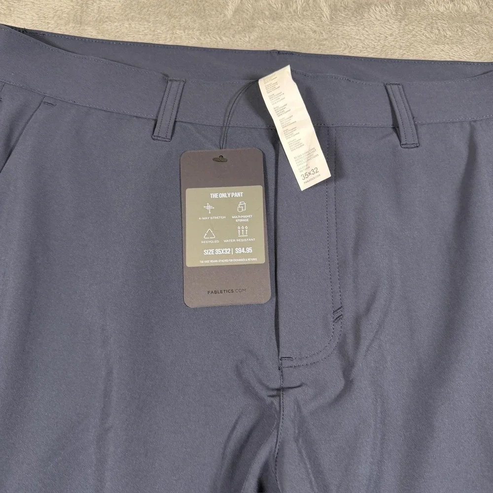 Fabletics The Only Pant Mens 35x32 Navy Blue Chino Stretch‎ Water Resistant NWT